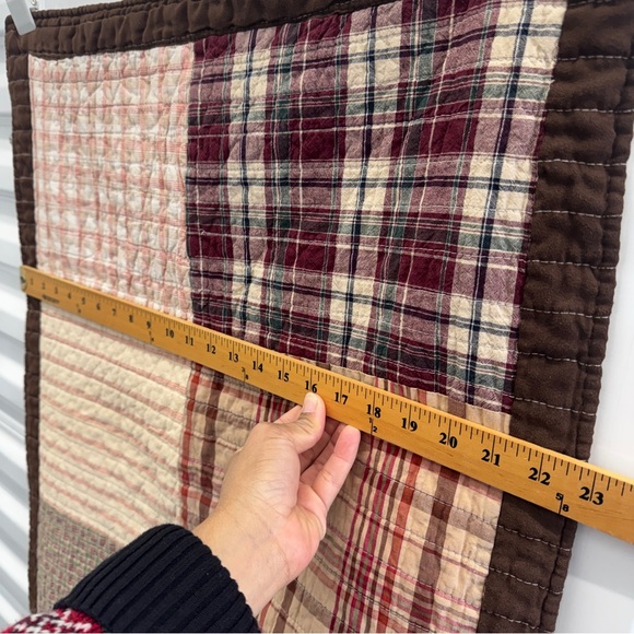 Patchwork Plaid Quilted Pillow Shams 2pc Brown Trim Rustic Cabin Farmhouse plaid - Picture 5 of 14